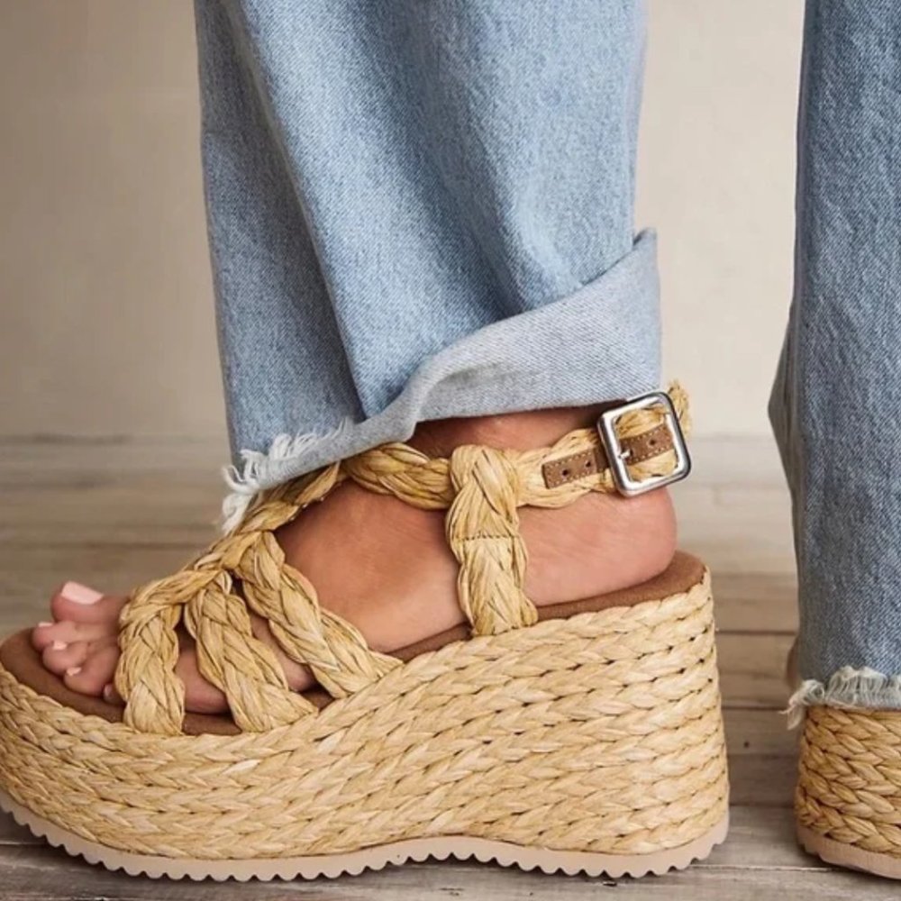 Free People Raffia Rendezvous Wedge Sandal